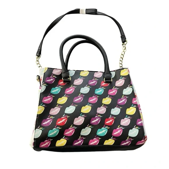 Betsey Johnson Luv Multicolor Bag Lips Kisses Crossbody Purse Cloud/Rainbow Tag - Picture 3 of 16